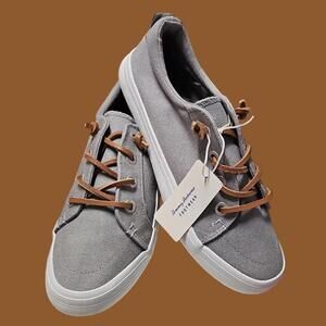 Tommy Bahama Women’s Gray Canvas Sneakers Size 9 NWT Leather Laces